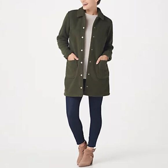 Denim & Co. Sherpa Bonded with Fleece Snap Jacket - Picture 1 of 3